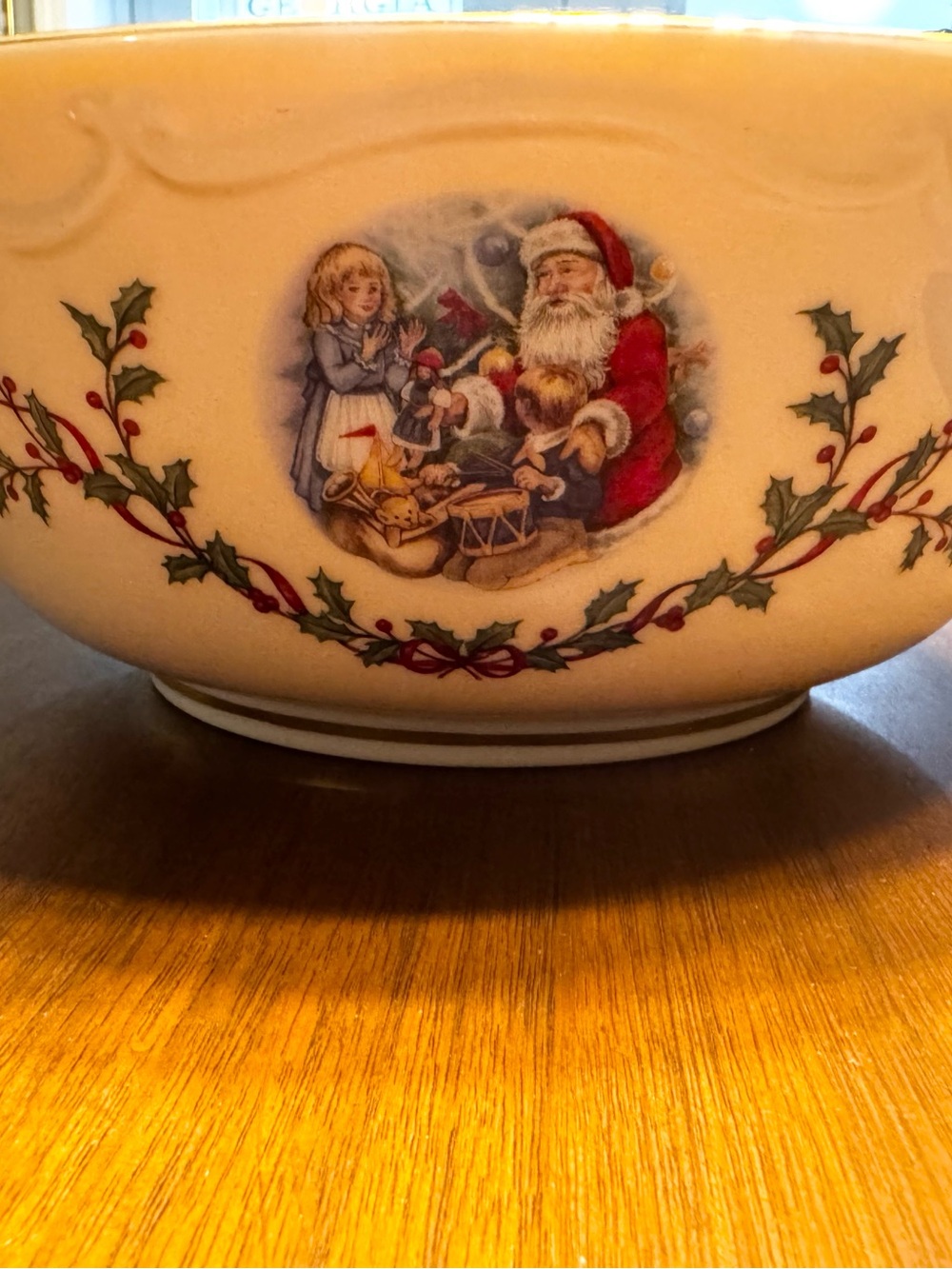 Vintage 1994 Lenox "The Victorian Santa Bowl" Fine Ivory China - 24k Gold Trim